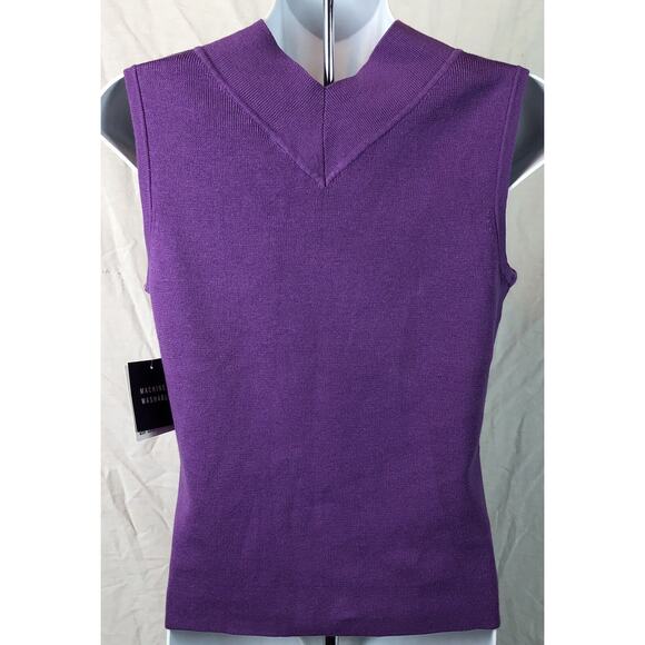 Nwt Sag Harbor Sleeveless Sweater PM Purple V-neck & Back Cotton Soft Knit - Picture 3 of 5
